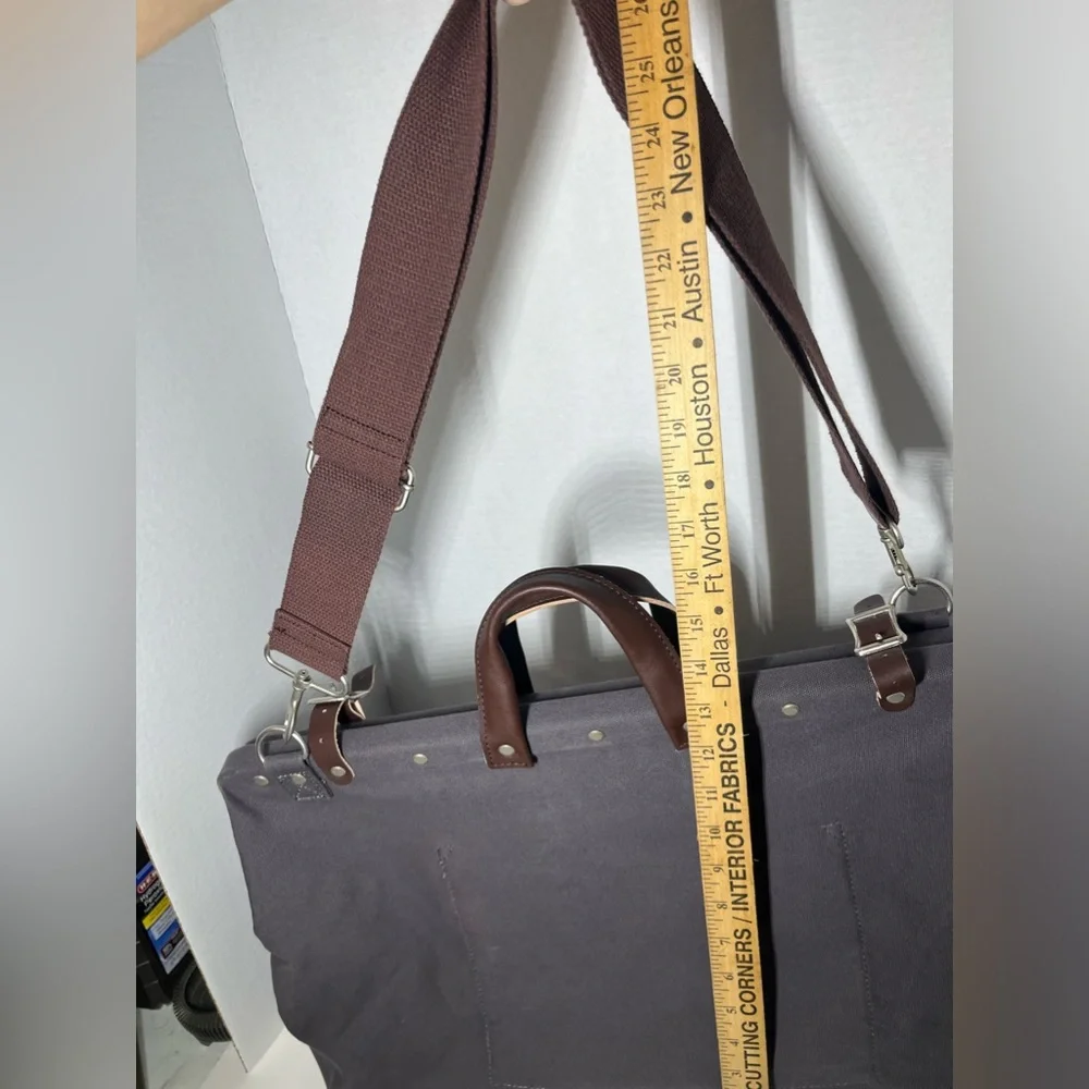 Men's Dark Brown Canvas Briefcase with Adjustable Strap